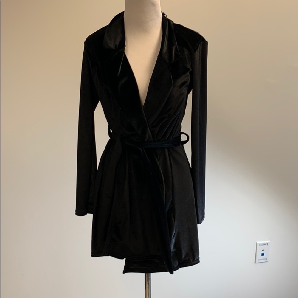 Misguided black velvet blazer dress